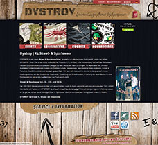 Onlineshop für das neue XXL Street & Sportswear-Label DYSTROY