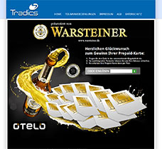 Landingpage für Warsteiner-Kronkorkenaktion der Tradics GmbH